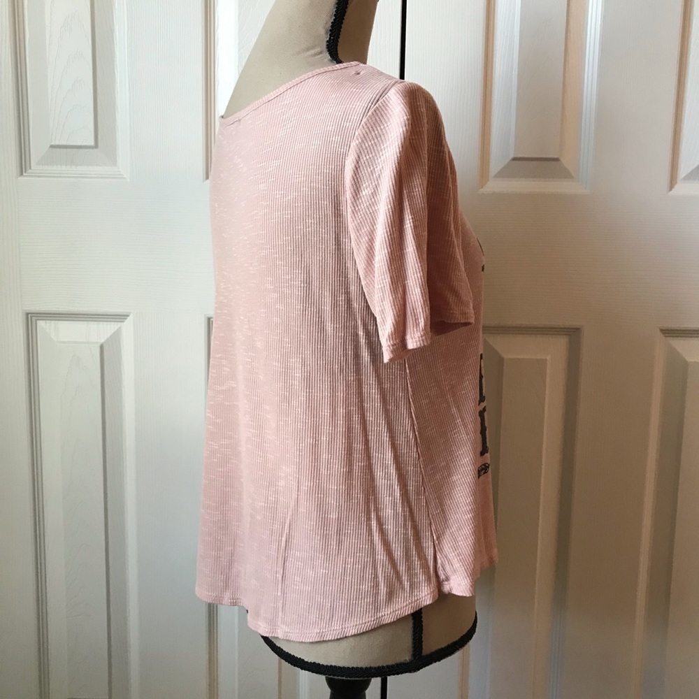 Flashmob Ribbed Dusty Pink Flirty Top M - Picture 4 of 8